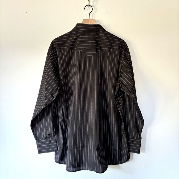 Panhandle Slim Western Shirt XL 17.5 35 Pearl Snap Black Pinstripe Retro NWT - Picture 8 of 15